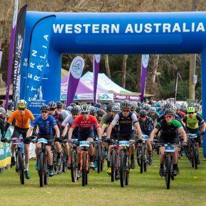 Starting line of the Dwellingup 100 Mountain Bike Event in Western Australia