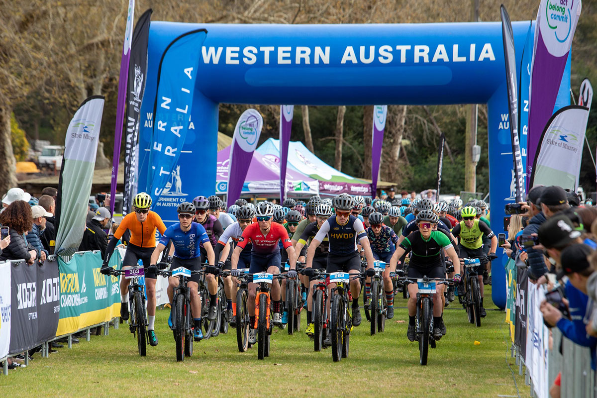 Starting line of the Dwellingup 100 Mountain Bike Event in Western Australia