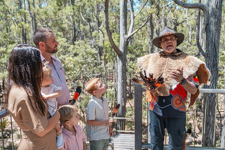 A family on a guided tour with Kaarak Dreaming in Dwellingup