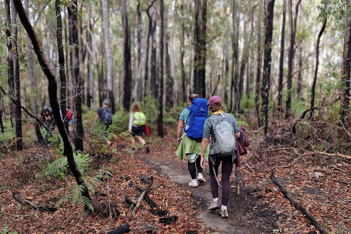 Female hikers on the Bibbulmun Track in Dwellingup